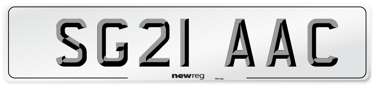 SG21 AAC Number Plate from New Reg